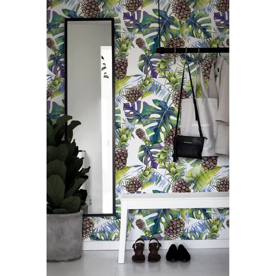 Walllpaper Roll 360X250cm Wallpaper Material With Print Mural Decoration Kitchen Livingroom Bedroom - Pineapple Leaves Hawaiian