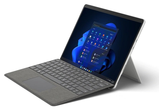 Microsoft Surface Pro 8, Intel Core i7-1185G7, 16GB RAM, 256GB SSD, 13" 2880 x 1920 Touchscreen, Intel Iris Xe, Windows 10 Pro, Platinum (Commercial) - Includes Typecover Keyboard