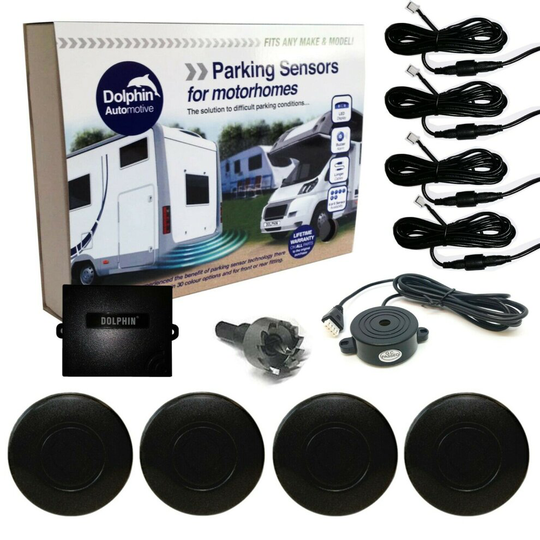 MPS400 - Dolphin Motorhome Camper Van RV Reverse Parking Sensors WIth Audio Buzzer/Beeping - Matt Black