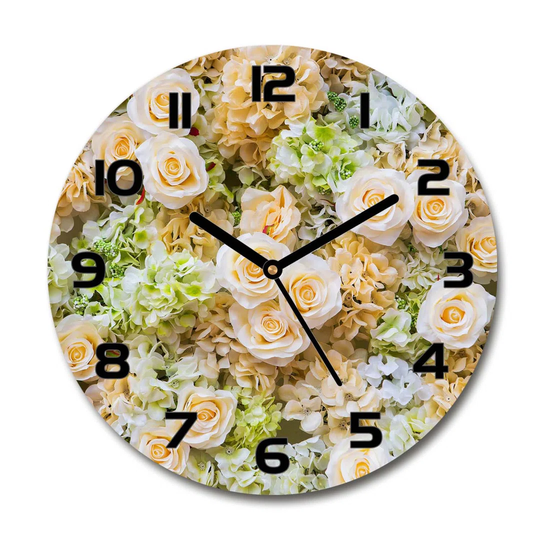 Decoration Picture Art Modern Kitchen Living Room Roses 30cm Silent Wall Clock