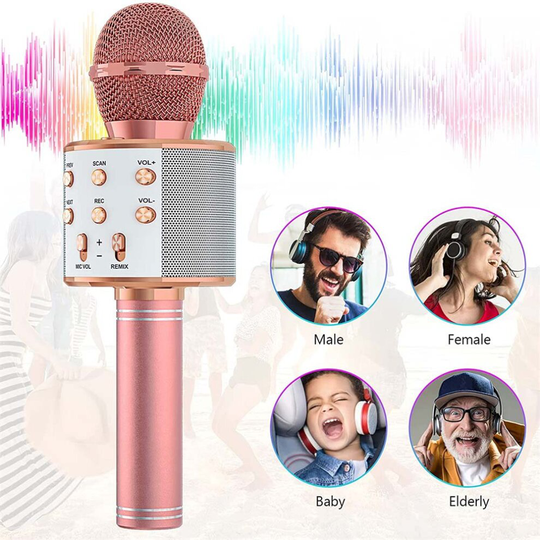 (Rose Gold) Wireless Microphone Karaoke Bluetooth Microphone
