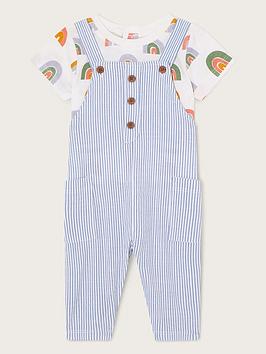 Monsoon Baby Boys Stripe Rainbow Tshirt & Dungarees - Multi