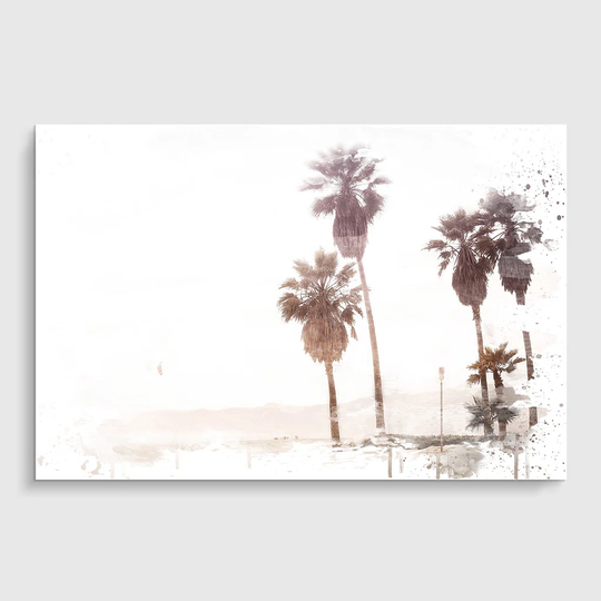 'Seascape Palm Trees on the Beach' Graphic Art Print Poster