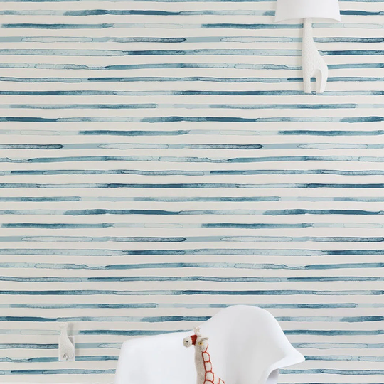 Jetse Watercolours Aqua Lines Wallpaper