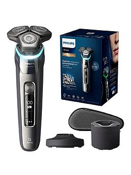 Philips Series 9000 Wet & Dry Men's Electric Shaver with Charging Station, Quick Cleaning Pod & Travel Case, Ink Black, S9986/55, One Colour, Men