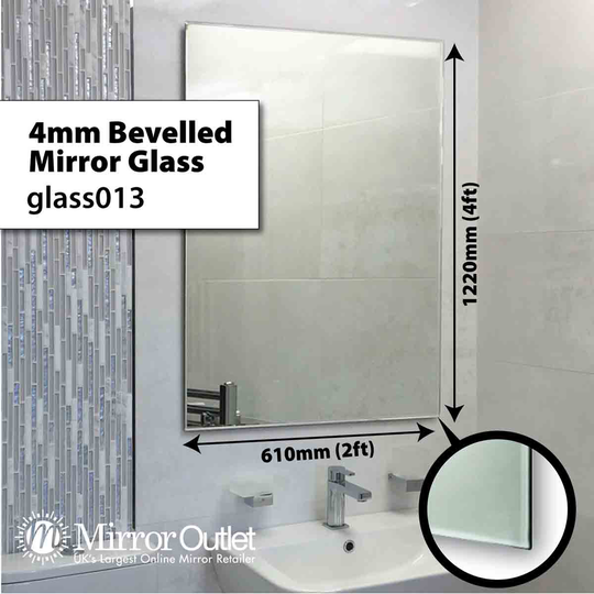 MirrorOutlet Circuitt 4mm Sheet Mirror Glass Bevelled 30 x 122cm