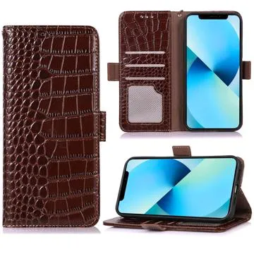 Crocodile Series Samsung Galaxy Xcover6 Pro Wallet Leather Case with RFID - Brown