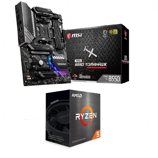 MSI MAG B550 TOMAHAWK ATX Motherboard + AMD Ryzen 5 5600X AM4 Processor Bundle