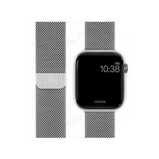 (Silver) 42/44mm iWatch Strap Magnetic Milanese Loop Band For Apple Watch Series 7 6 SE 5 4 3 2 1 1st Gen