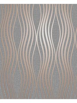 Fine Décor Quartz Wave Wallpaper - Copper
