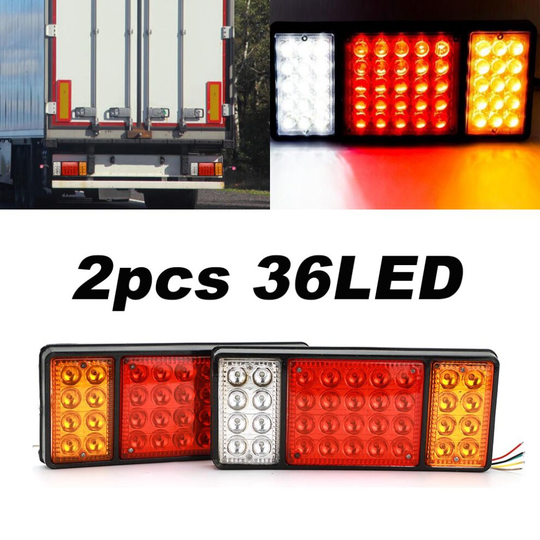 PAIR 12V LED REAR TAIL LIGHTS LAMP 6FUNCTION TRAILER CARAVAN TRUCK LORRY 36 LED