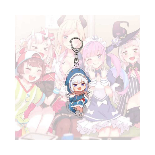 (7) Hololive Vtuber Keychain Anime Figure Pendant Gawr Gura Mori Usada Fubuki Suisei