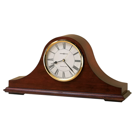 Christopher Traditional Analog Wood Quartz Tabletop Clock in Windsor Cherry/Polished Brass