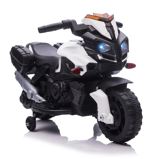 Reiten Kids 6V Electric Motorcycle Ride-On Toy with Rechargeable Battery - White