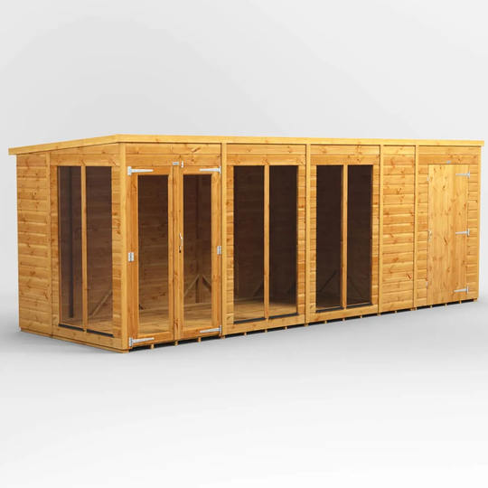 18X6 Power Pent Summerhouse Combi Including 4Ft Side Store