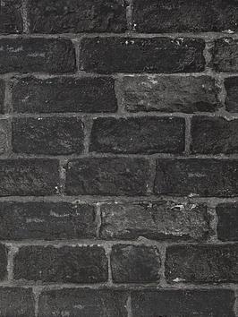Fresco House Brick Charcoal Wallpaper