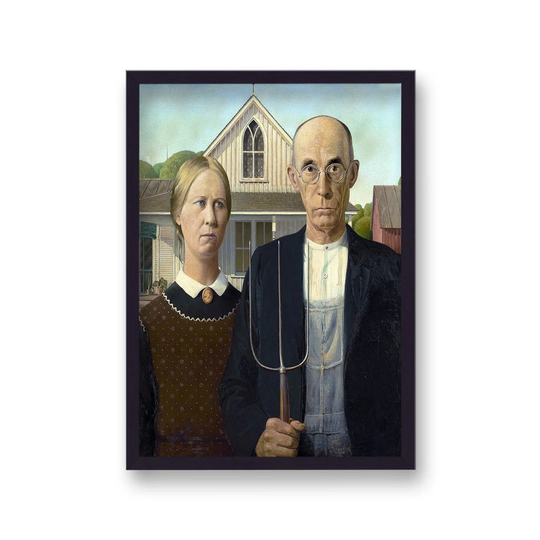 Grant Wood American Gothic Without Border by Vouvart - Picture Frame Graphic Art
