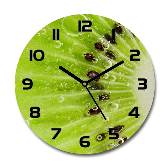 Glass Wall Clock 30Cm Round Decoration Picture Wall Art Modern Decoration Kitchen Living Room Silent - Kiwi,67162624