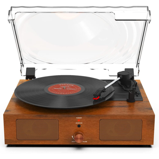 Bluetooth Vinyl Record Player,3-Speed Turntable with Stereo Speakers Vintage Phonograph Record Player, with RCA Line Out AUX in...