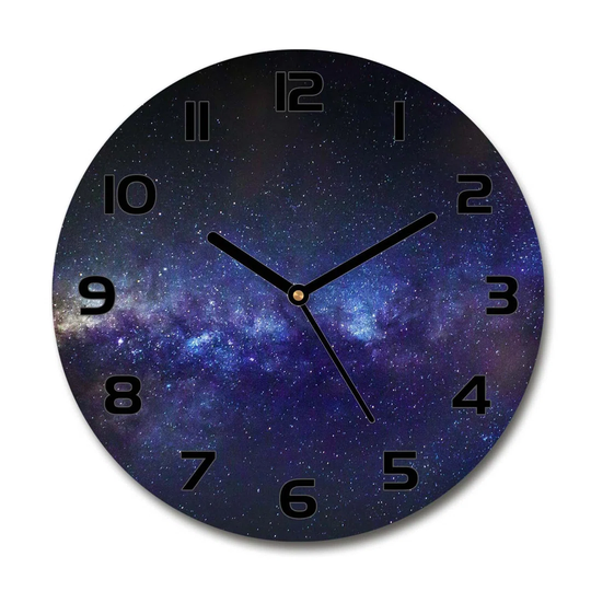 Glass Wall Clock 30Cm Round Decoration Picture Wall Art Modern Decoration Kitchen Living Room Silent - Milky Way,89865661