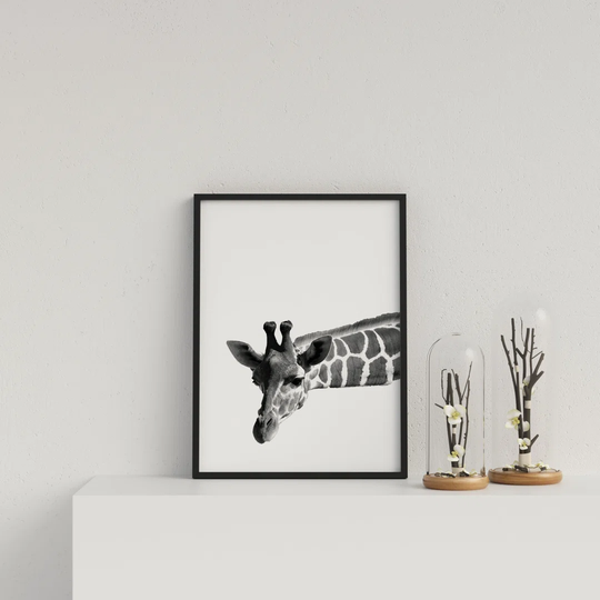 Giraffe on White Background by Vouvart - Picture Frame Graphic Art