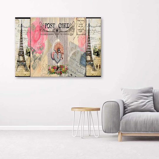 Canvas Print Paris Vintage Retro Post Card