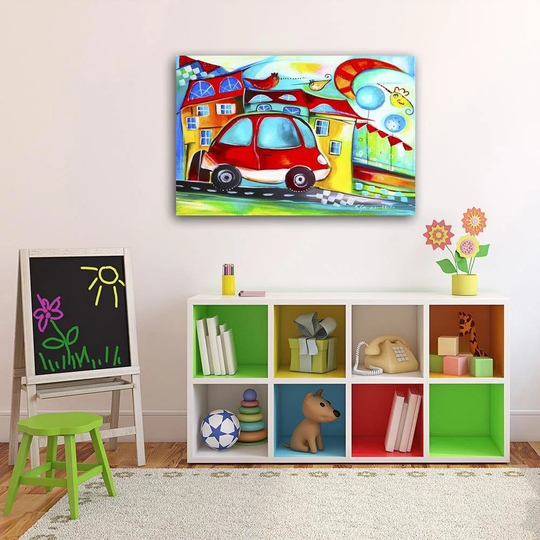 Canvas Print Colourful City Red Car