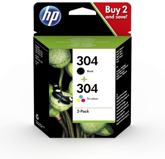 HP 304 Original Ink Cartridges, Black & Tri-Colour Multi Pack - 3JB05AE