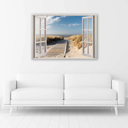 Canvas Print Window View Beach Sea North Sea