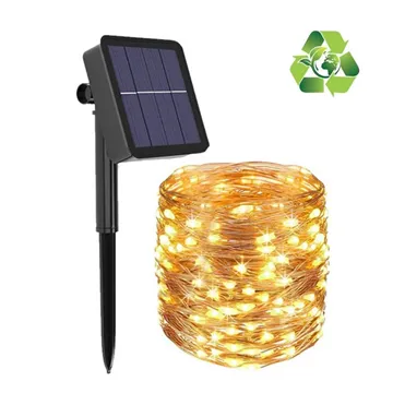 Solar Waterproof IP67 LED String Fairy Lights - 22m - Yellow