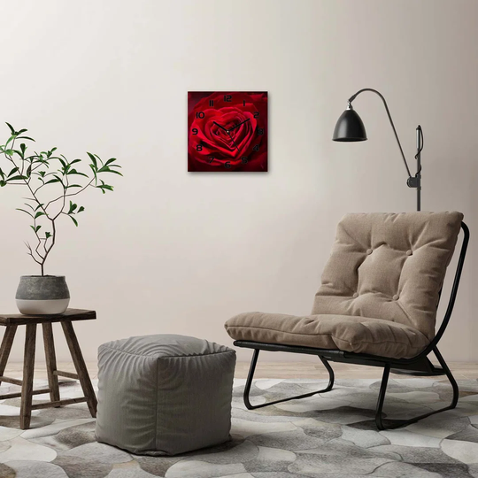 Juliaanne Red Rose Heart Silent Wall Clock