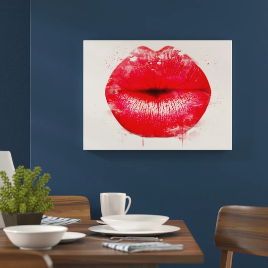 'Red Lips Kiss' Graphic Art Print Poster