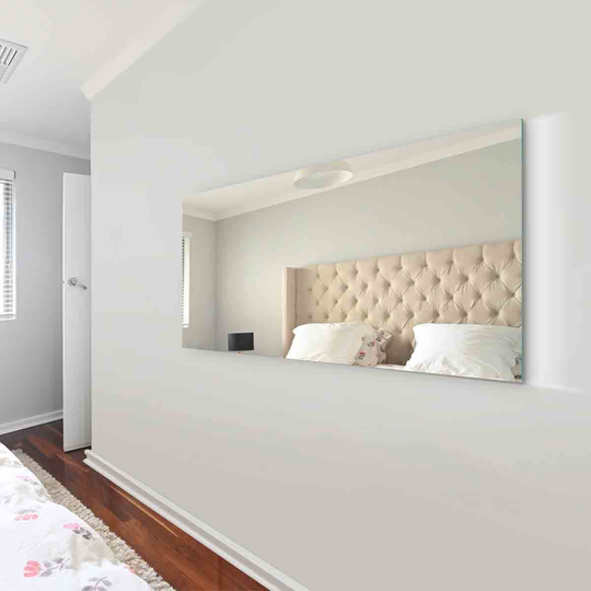 MirrorOutlet Circuitt 4mm Sheet Mirror Glass Polished Edges With 4 Holes 140 x 90cm