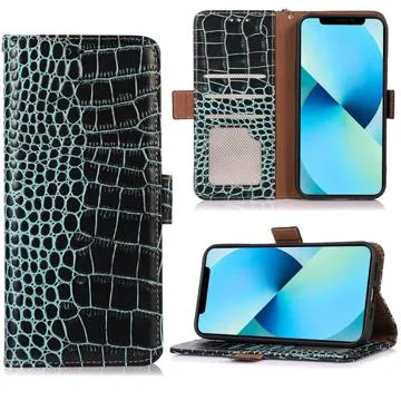 Crocodile Series Samsung Galaxy Xcover6 Pro Wallet Leather Case with RFID - Green