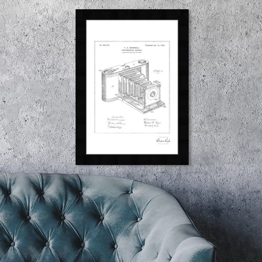 'Photographic Camera 1902' Framed Graphic Art in Silver