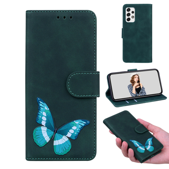Case for Samsung Galaxy A33 5G Butterfly Cover Premium Leather Magnetic- Green