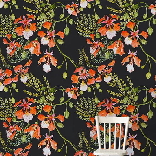 Armandale Chinatown Fire Flowers Wallpaper