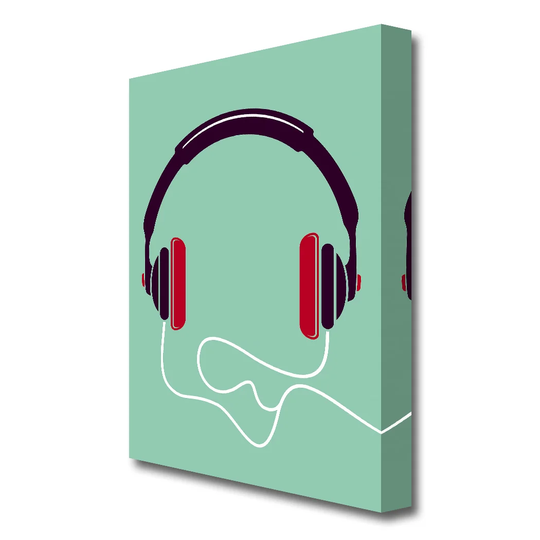 Retro Headset Music - Wrapped Canvas Graphic Art Print