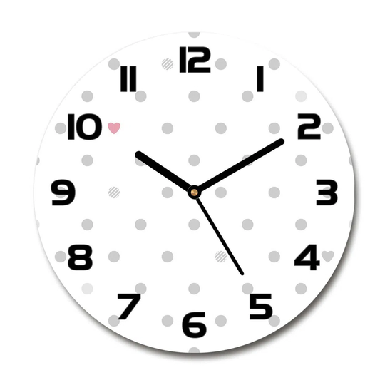 Decoration Picture Art Modern Kitchen Living Room Dots and Hearts 30cm Silent Wall Clock