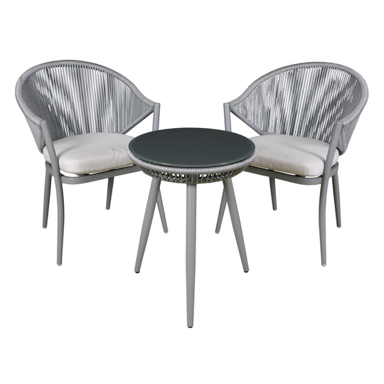 Dellonda Echo 3-Piece Balcony Set with Shatterproof Tempered Glass Top