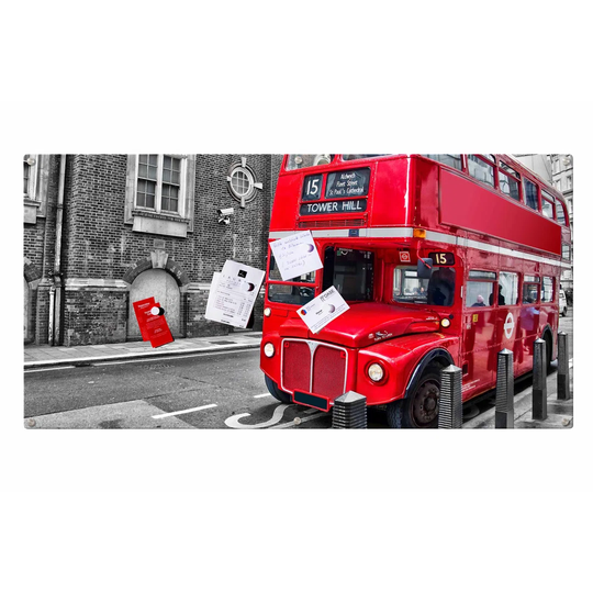 London Bus Magnetic Wall Mounted Photo Memo Board