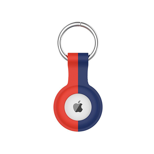 (Red Blue) For Apple Airtags Protective Cover Sleeve Shockproof Anti-Scratch Anti-Fall Protector Case Shell with Keychain