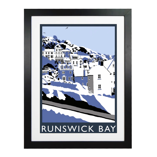 Runswick Bay in Snow by Richard O'Neil - Graphic Art Print on Paper