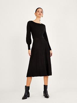 Monsoon Epp Dress Pleat Trim Slash - Black