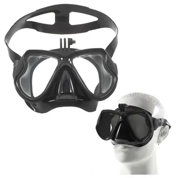 Scuba Diving Mask with Universal Action Camera Mount - Black