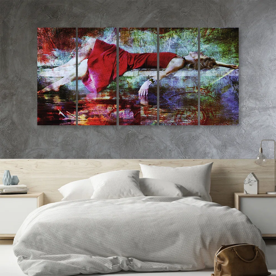 Canvas Print Woman In Red Dress Abstract