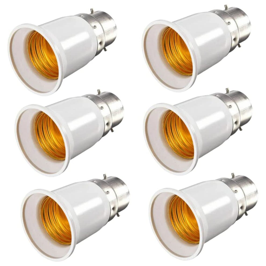 6 Pack B22 to E26/E27 Lights Socket Adapter,Bulb Holder Bayonet to Screw Converter, Lighting Accessories Base Socket Adapter...