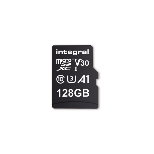 Integral INMSDX128G-100V30 128GB MICRO SD CARD MICROSDXC UHS-1 U3 CL10 V30 A1 UP TO 100MBS READ 45MBS WRITE memory card MicroSD UHS-I