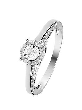 Love Diamond 9Ct White Gold 25 Points Diamond Ring With Shoulder Detail