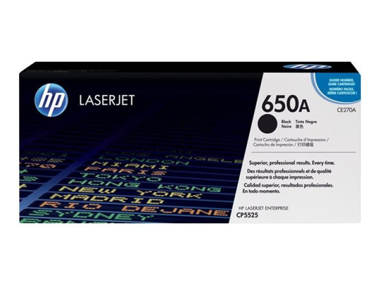 HP 650A Black Toner Cartridge - CE270A